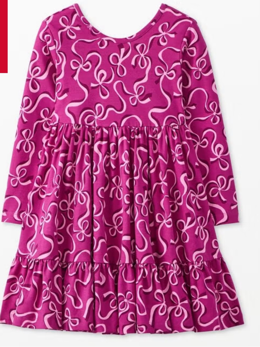 Hanna Andersson Printed Flutter Skater Dress Peek a Bow on Pink Flambé Girls 3